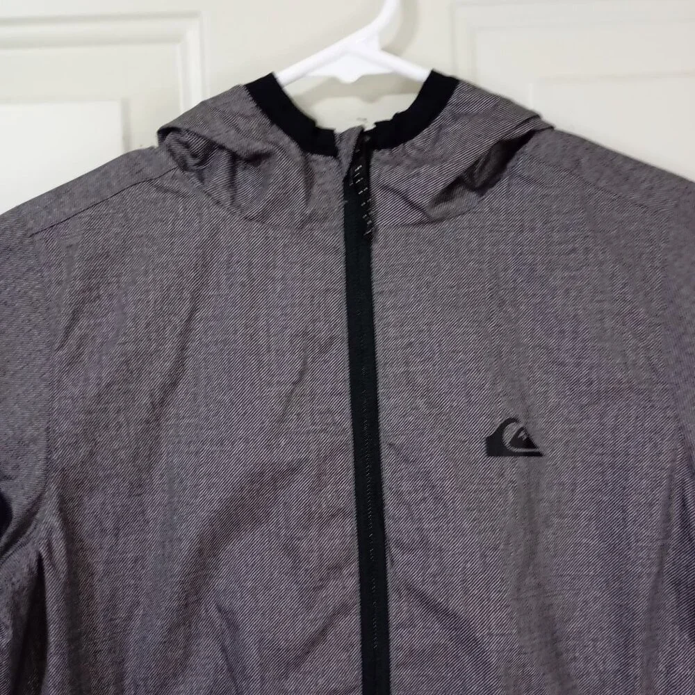 Quiksilver Jacket Boys Gray Full-Zip Hooded Windbreaker With Mesh Lining Size 7
